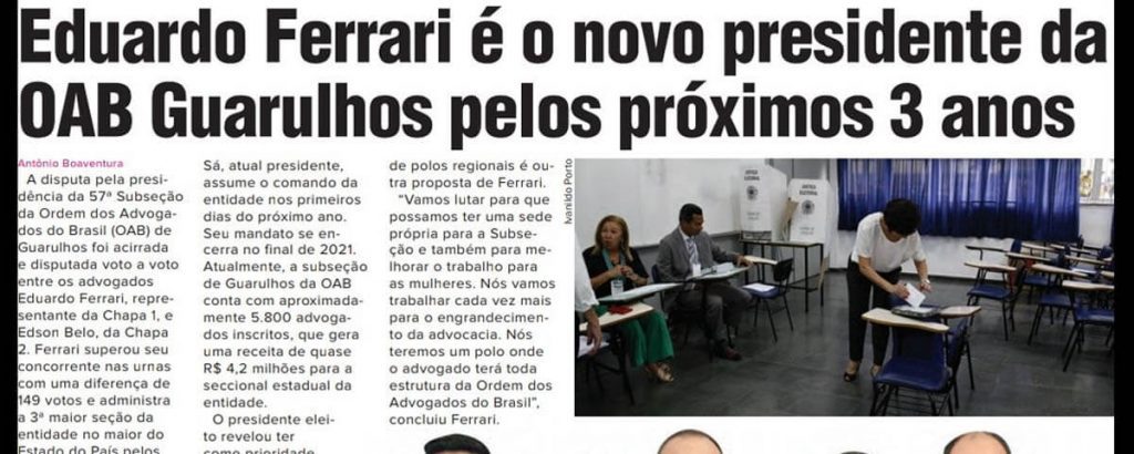 Leia mais sobre o artigo Eleições OAB Guarulhos 2018 – Chapa 1 é eleita para o Triênio 2019/2021