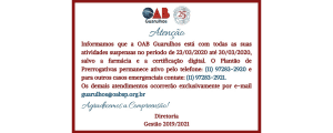 Leia mais sobre o artigo Informações Importantes – Funcionamento da OAB Guarulhos