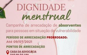 Leia mais sobre o artigo Campanha Dignidade Menstrual – Período de Arrecadação Prorrogado até dia  09/07/2021.