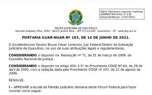 Read more about the article Plantão Judiciário Semanal