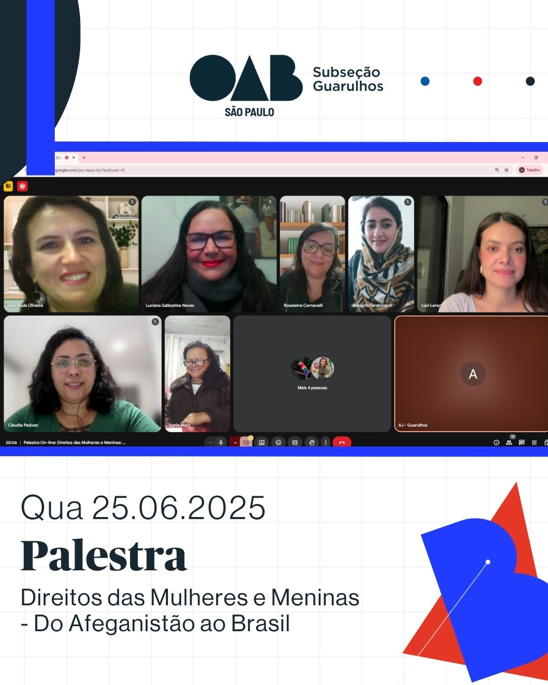 No momento, você está visualizando Palestra “Direitos das Mulheres e Meninas: Um Diálogo Jurídico entre Brasil e Afeganistão”