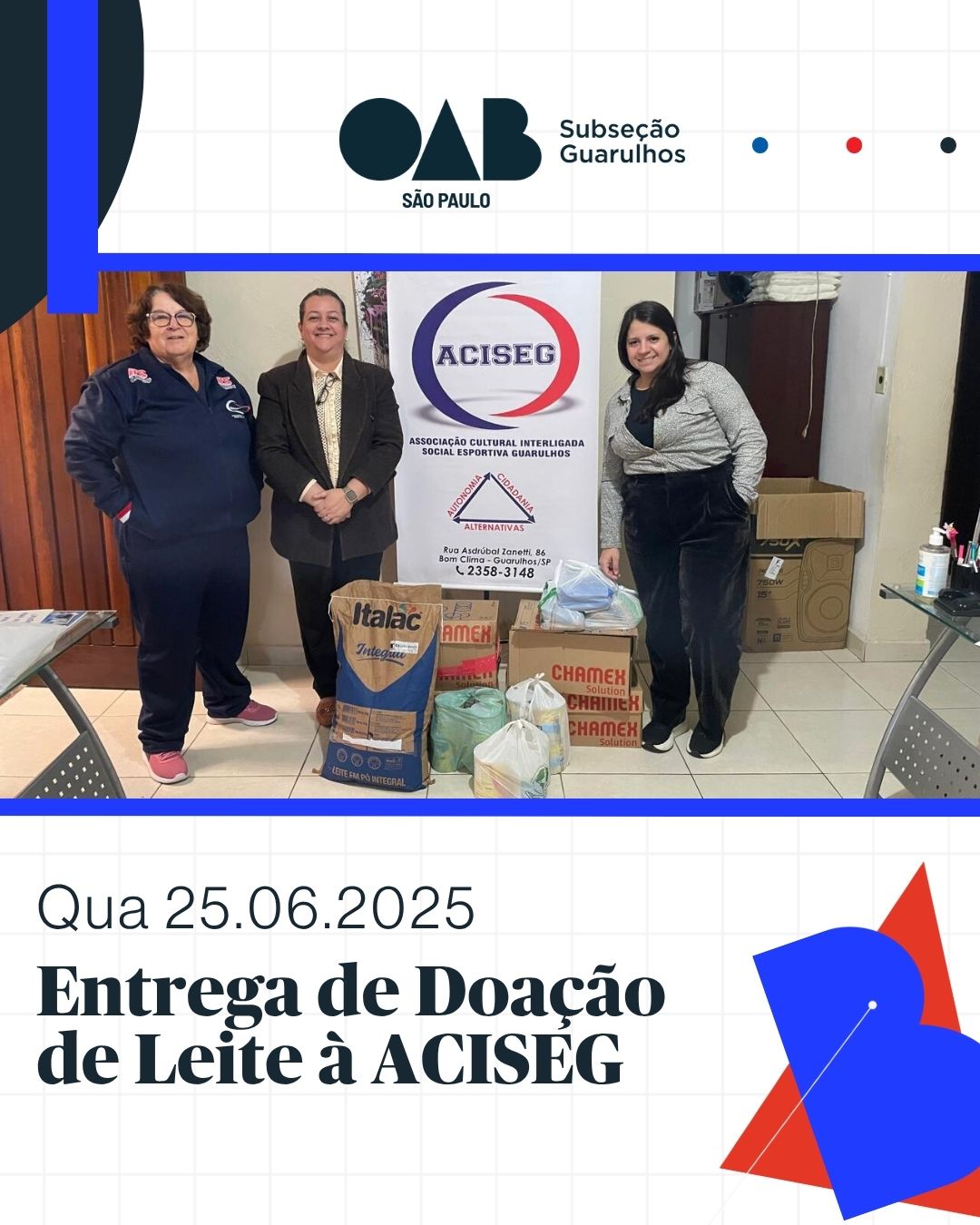 No momento, você está visualizando Entrega de doações à ACISEG – Associação Cultural