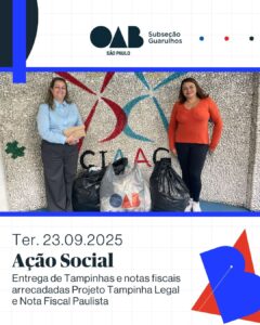 Leia mais sobre o artigo Comissão de Ação Social, realizou a entrega de tampinhas e notas fiscais arrecadadas através dos projetos Tampinha Legal e Nota Fiscal Paulista à OSC CIAAG