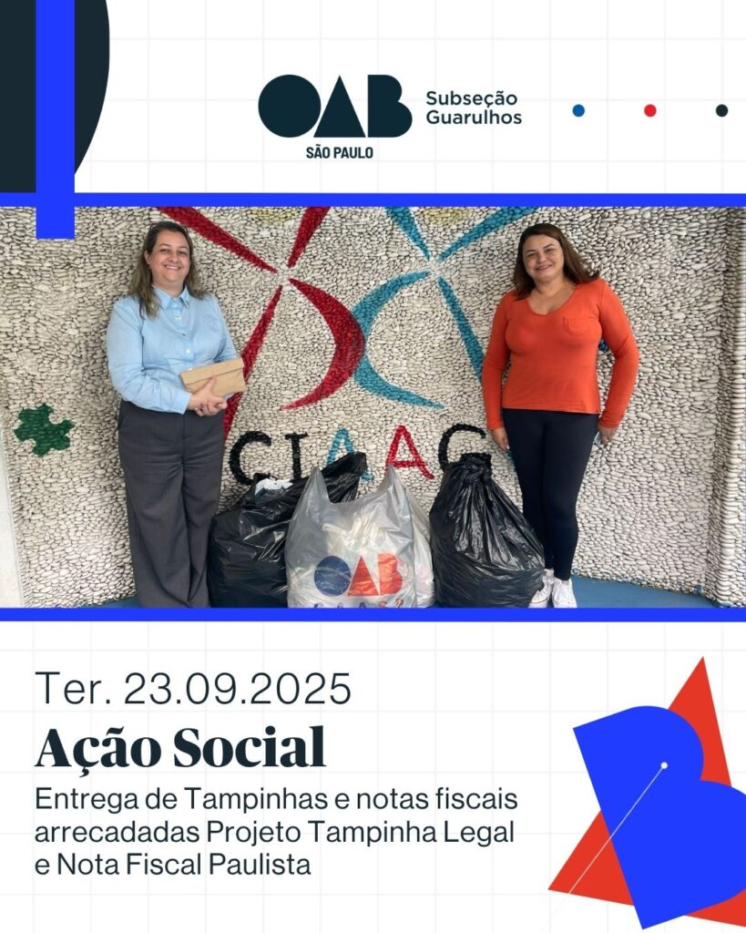 Leia mais sobre o artigo Comissão de Ação Social, realizou a entrega de tampinhas e notas fiscais arrecadadas através dos projetos Tampinha Legal e Nota Fiscal Paulista à OSC CIAAG