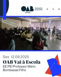 Leia mais sobre o artigo Comissão OAB Vai à Escola, esteve na E.E. PEI Professor Mário Bombassei Filho, realizando a palestra “Drogas e Cigarros Eletrônicos