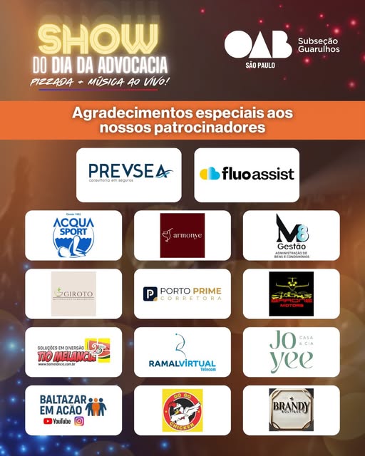 No momento, você está visualizando Agradecimento especial aos patrocinadores que tornaram possíveis as celebrações do Dia da Advocacia