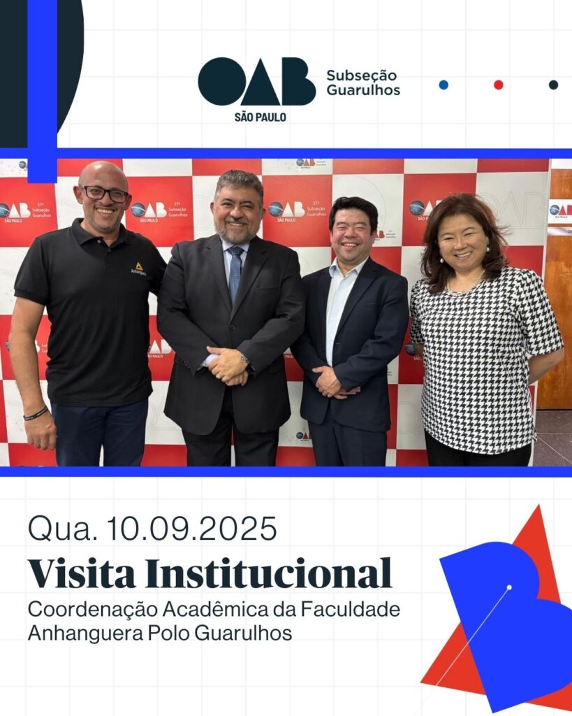 Leia mais sobre o artigo  OAB Guarulhos recebe visita da coordenação acadêmica da Faculdade Anhanguera, polo Guarulhos