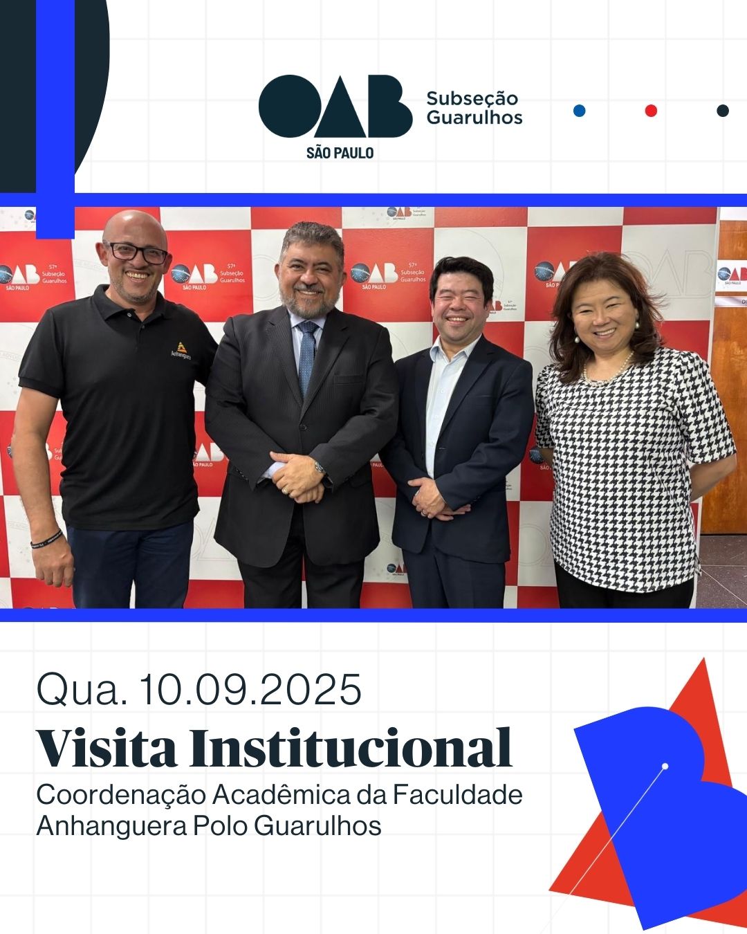 No momento, você está visualizando  OAB Guarulhos recebe visita da coordenação acadêmica da Faculdade Anhanguera, polo Guarulhos