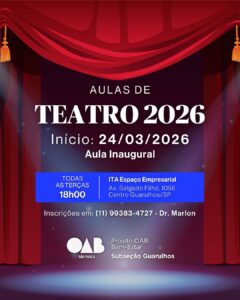 Leia mais sobre o artigo Aulas de Teatro 2026