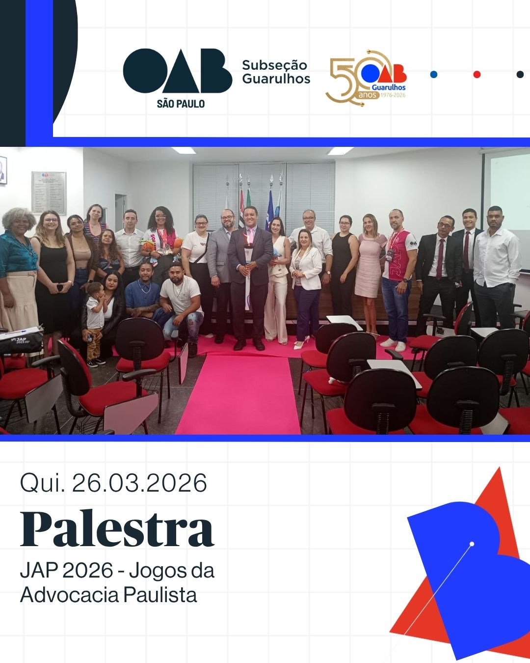No momento, você está visualizando OAB Guarulhos realizou, um encontro voltado à mobilização da advocacia para os Jogos da Advocacia Paulista 2026 (JAP)