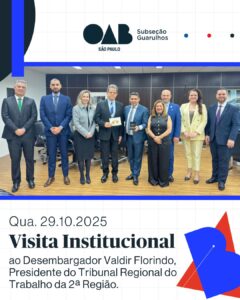 Leia mais sobre o artigo OAB Guarulhos realizou visita institucional ao Desembargador Valdir Florindo, Presidente do Tribunal Regional do Trabalho da 2ª Região
